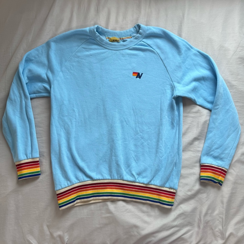 Aviator Nation Rainbow Rib Crew Sweatshirt